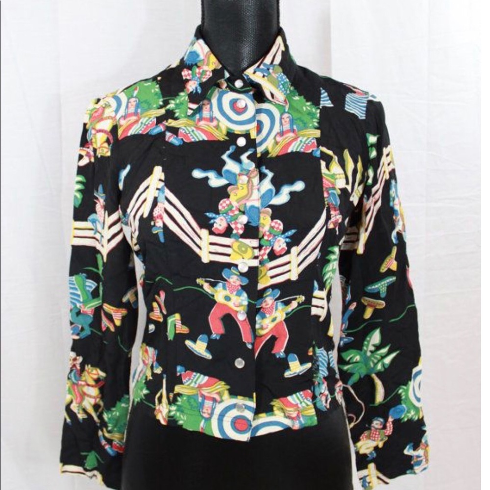 Betsey Johnson New York Rodeo Novelty Blouse Vintage 90s